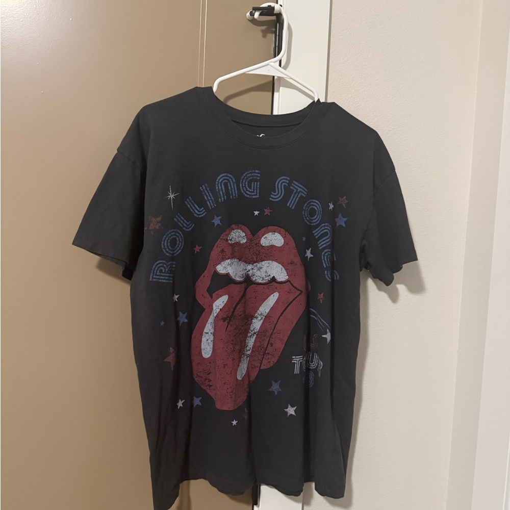 Hollister Black Rolling Stones Graphic Tee